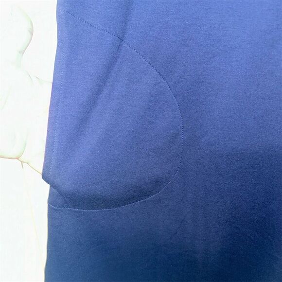 Quacker Factory Women's Navy Blue Lace-Up Dress w/ Pockets Size M - Picture 7 of 9